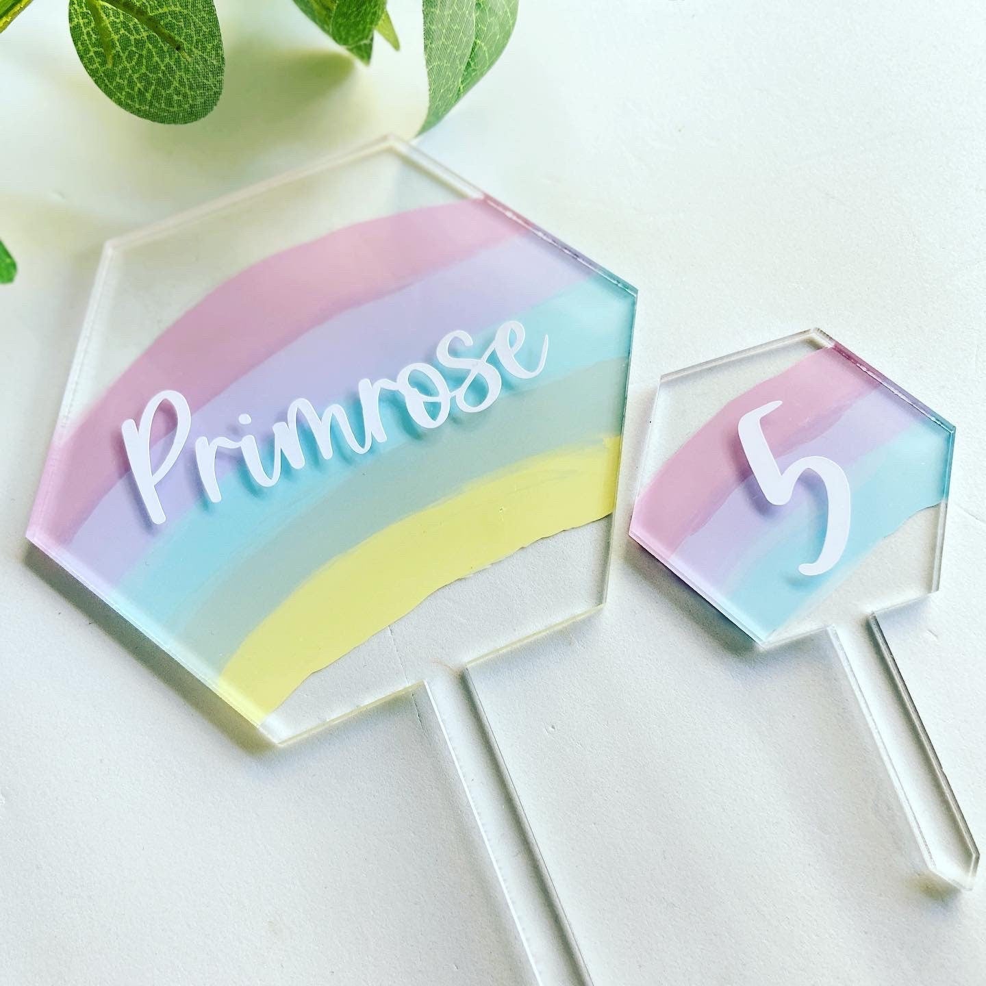 Personalised Hexagon Rainbow Cake Topper