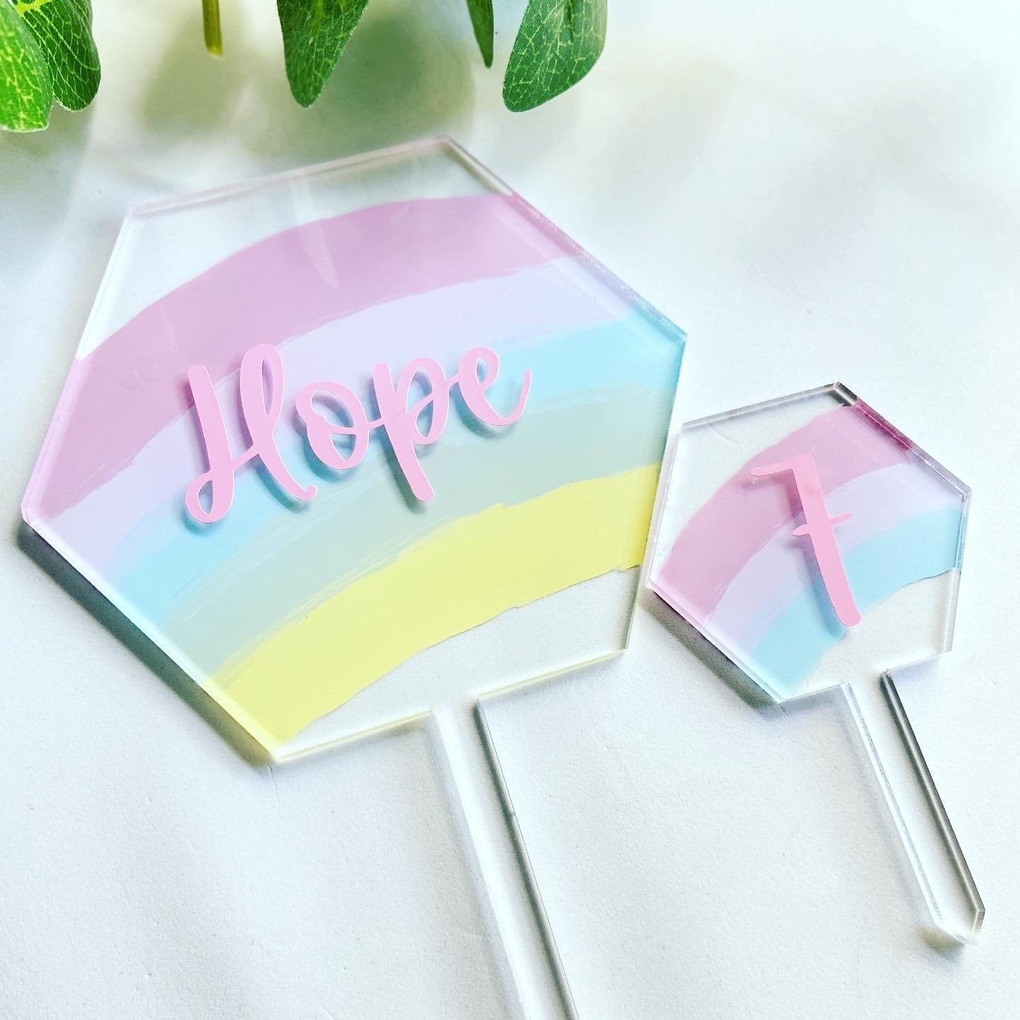 Personalised Hexagon Rainbow Cake Topper