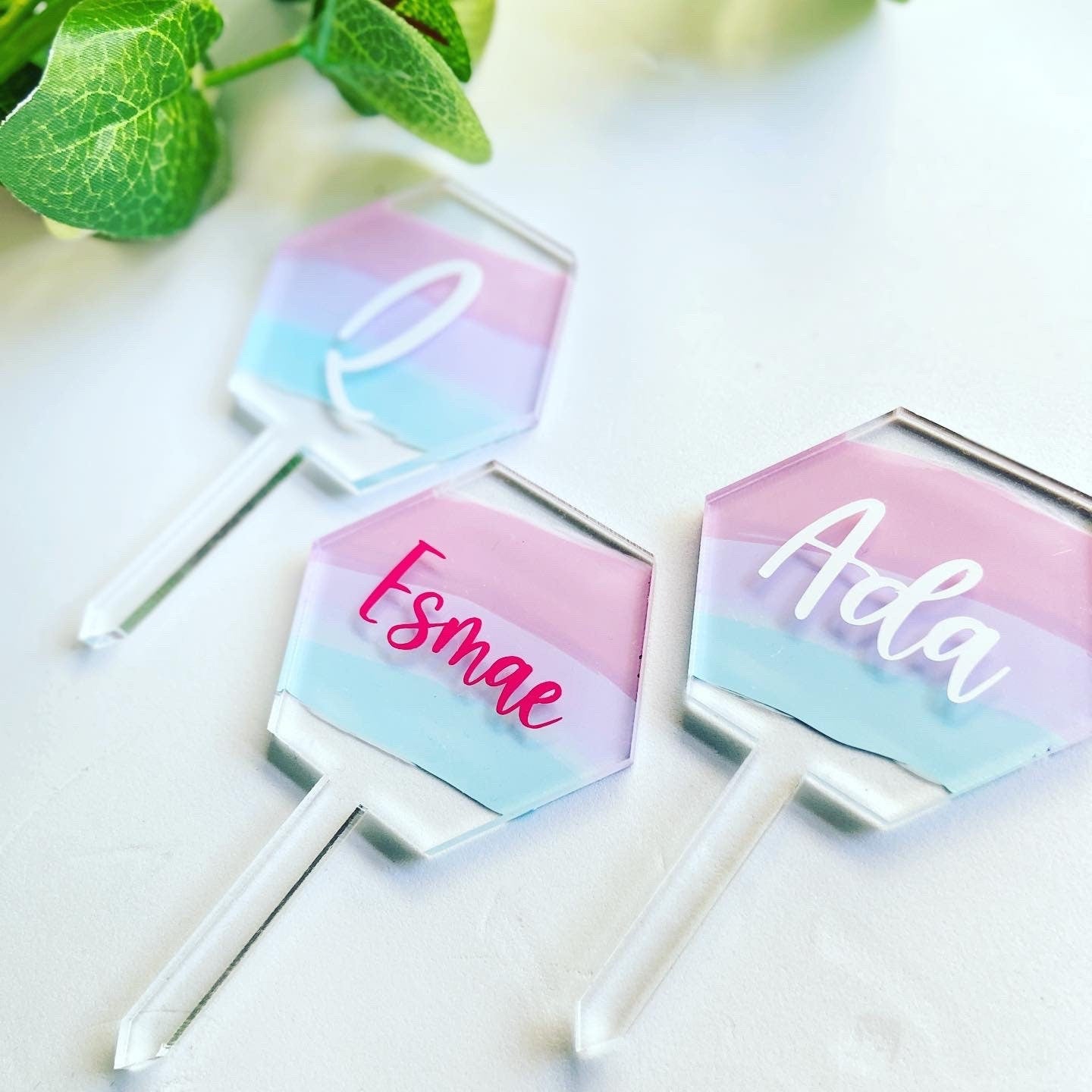 Personalised Hexagon Rainbow Cake Topper