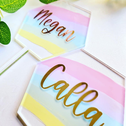 Personalised Hexagon Rainbow Cake Topper